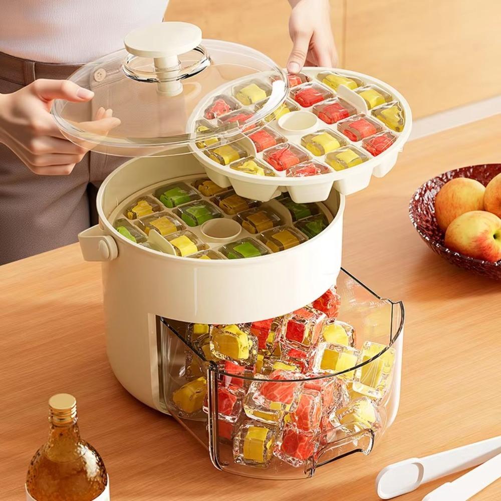 Press Type Home Ice Box with Lid Ice Cube Maker Fashion Ice Compartment Boxs Ice Tool