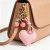 PU Leather Cherry Bag Charm Hearth Design Leather Heart Pendant Cute Cute Car Decor  Car Keys