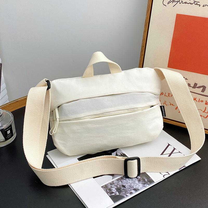 

satchel women s shoulder bag nylon cloth versatile breast bag handbag texture waterproof student large-capacity messenger bag белый