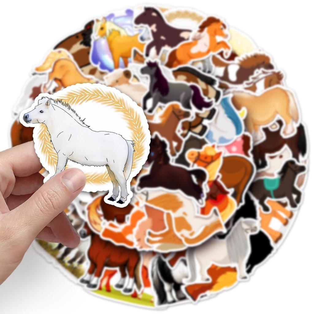 50pcs Cute Pony Cartoon Animal Waterproof Decorative Stickers for Phones & Laptops