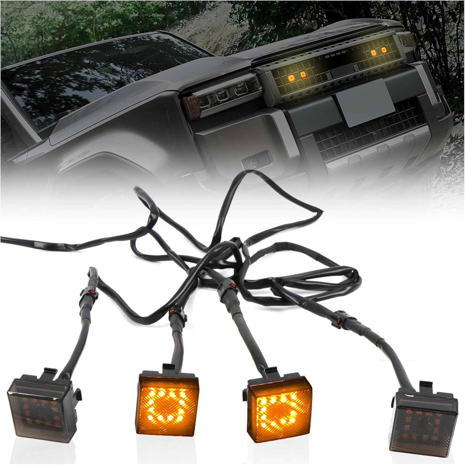 Светодиодные габаритные огни решетки радиатора ITrims для Toyota Land Cruiser Prado J250 LC250 2024 2025, затемненные, янтарные, 8 шт. Upper