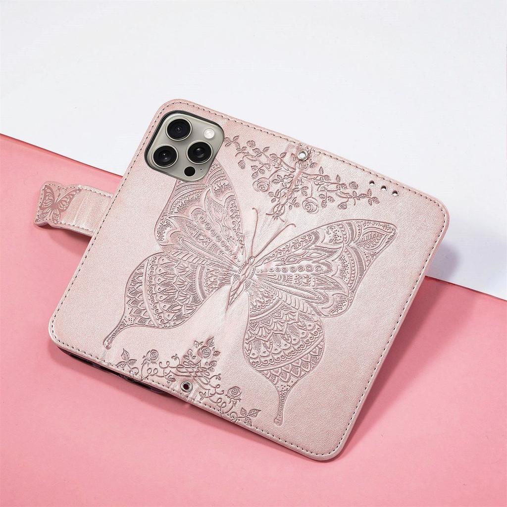 Butterfly Embossed Leather Wallet Flip Case for Samsung Galaxy S26 S25 S24 S23 S22 S21 S20 Ultra Plus FE Edge, Card Holder Cover