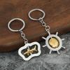 Ocean-Themed Keychain Rotatable Seashells Sharks Seahorses Turtles Zinc Alloy Key Ring Pendant Backpack Bag