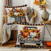 Autumn Harvest Theme Cushion Cover Floral Print Linen Cushion Cover Holiday Decorative Cushion Cushion Cover