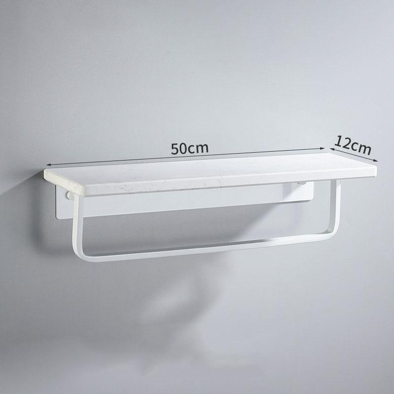 Black/White Marble Bathroom Shelf Wall-mounted Bathroom Storage Rack Aluminum Shower Stand With Rod Bathroom Accessory
