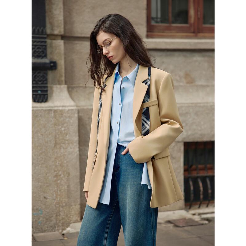 

Women s ELLE Style Oversized Blazer with Scarf Detail M