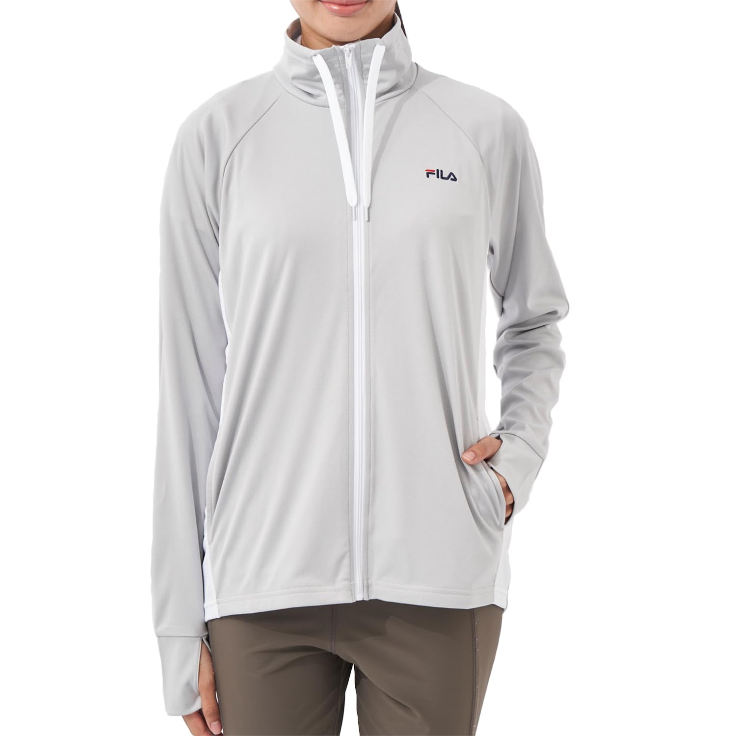 

Fila Rash Guard with UV Stand and Mesh Side Heather Light Size LL Women s Full-Zip Protection, Amphibious, Collar, Panels, Gray,