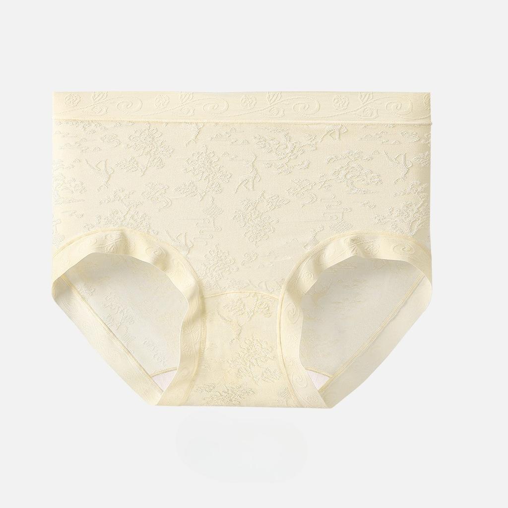 Large Size Female Summer Light Light Luxury Relief Mulberry Silk Bacteriostatic Crotch Breathable High Waist Triangle Briefs