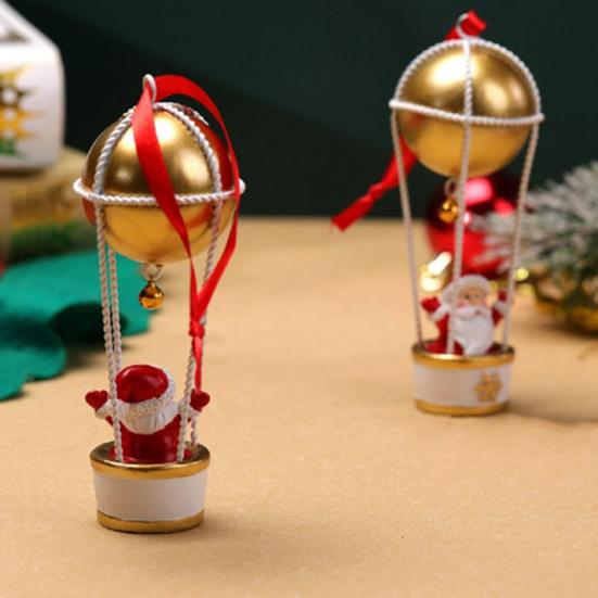 Santa Claus Deer Hot Air Balloon Ornament Iron Father Christmas Hot Air Balloon Decoration Hand-Painted Christmas Tree Decor