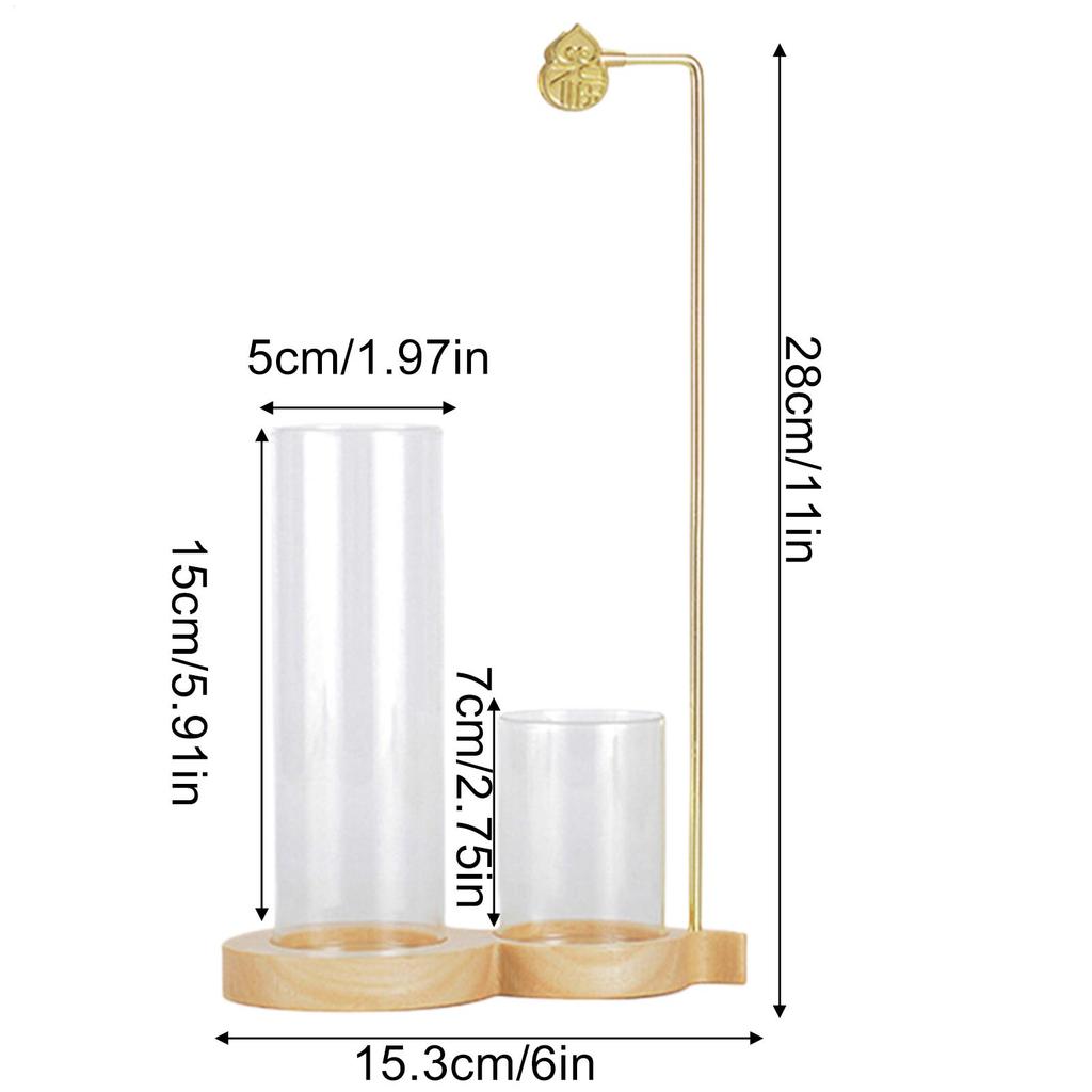 2in1 Wood Incense Holder Anti-Ash Flying Incense Burner with Removable Glass Ash Catcher Incense Sticks Organizer for Home Decor