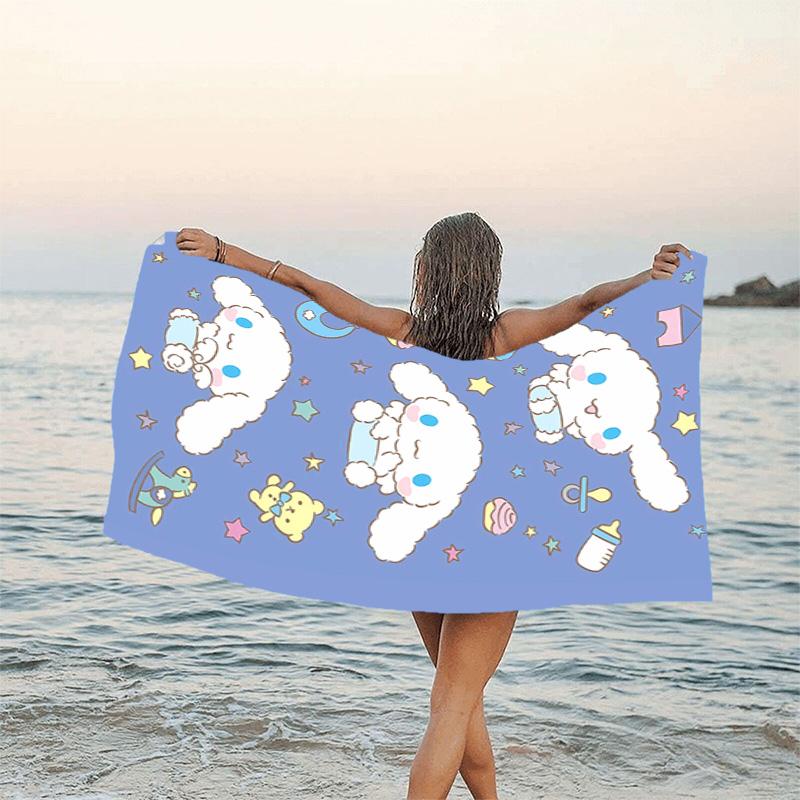 1pc Sanrio Cinnamoroll4 Beach Towel, Beach and Seaside Swimming Pool Equipment, Fashion Pattern, Rectangular, Travel Essentials