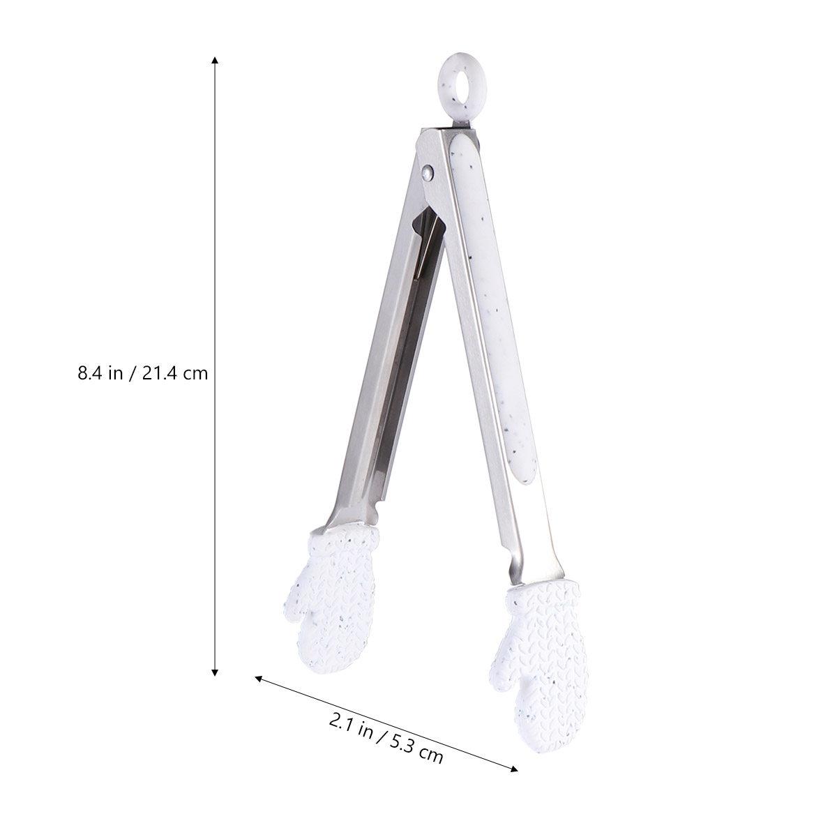 1Pcs Christmas Gloves Shaped Food Tong Stainless Steel Bread Clip Steak Clamp Multipurpose Kitchen Food Clip Tool белый