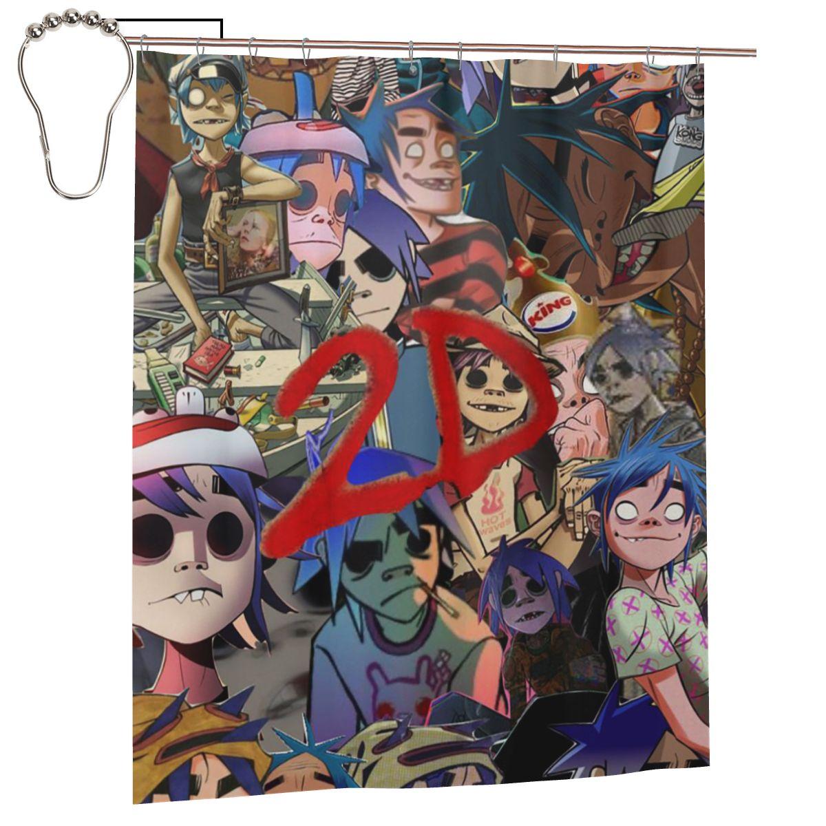 

Музыкальная группа Gorillaz Шторка для душа Ванная комната Полиэстер Водонепроницаемые Занавески для ванны С крючками W60H190(CM)-1 Pcs