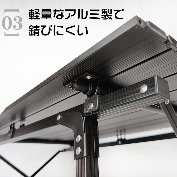 Alice in Miscellaneous Goods Klappbarer Outdoor-Tisch, stilvoll, Aluminium, Rolltop-Plattenbeine, höhenverstellbar, Picknick, niedriger Tisch, hoher Tisch, Camping [Artikel]