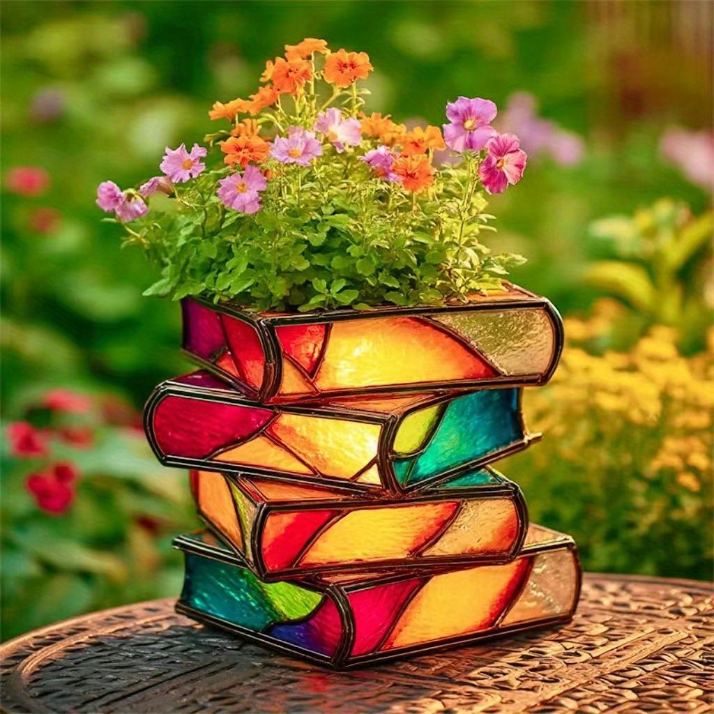 1Pc Stacked Books Resin Crafts Desktop Ornaments for Outdoor Patio Garden Home Living Room Office Decoration
