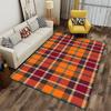 Plaid Pattern Carpet In Warm Orange and Red Tones, Modern Home Decor Suitable for Use As an Anti-slip for Living Room Bedroom Sofas