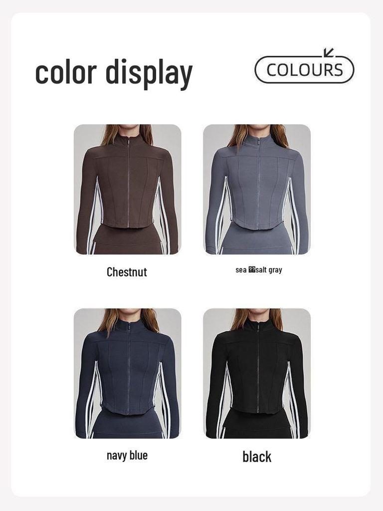 Damen Schlank geschnittene Sportjacke mit Reißverschluss zum Laufen und Yoga
