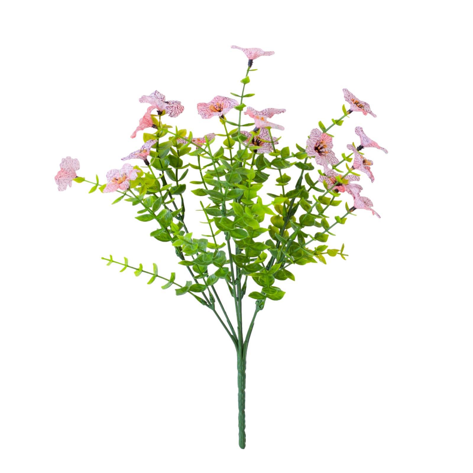 

18 пучков искусственных цветов, растения с 7 гибкими стеблями, 14-дюймовые устойчивые к ультрафиолетовому излучению искусственные уличные пластиковые растения One Size розовый