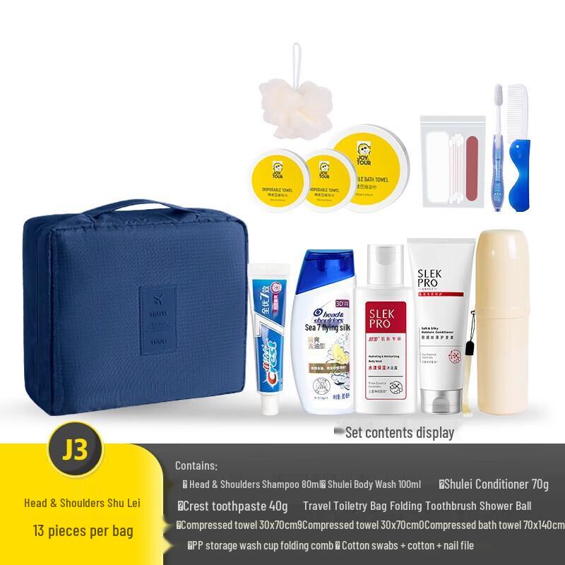 Jiatu 13-Piece Travel Toiletries Set with Head & Shoulders (5-Pack)