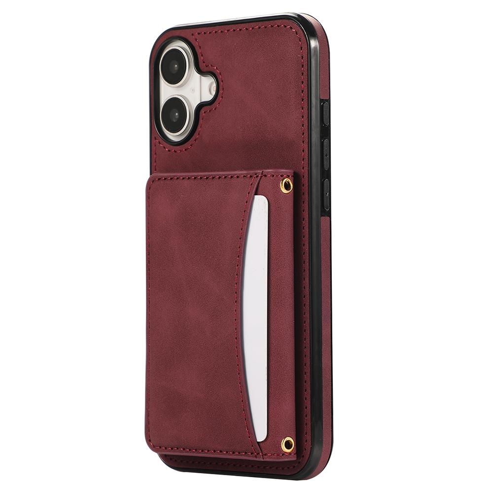 For iPhone 16 Phone Case Tri-Fold Wallet Kickstand PU Leather+TPU Back Cover