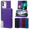 PU Leather Flip Wallet Phone Case for Vivo Y29 4G Litchi Texture Card Holder Kickstand Wrist Strap Protective Cover