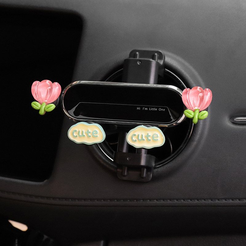 Car Phone Holder Car Navigation Special Cute Car Fixed Round Horizontal and Vertical Air Outlet Universal Mobile Phone Holder