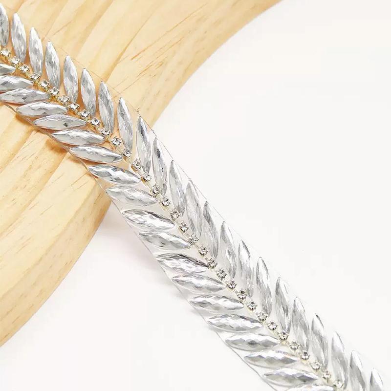 2 Yard Hot Fix Resin Rhinestone Ribbon Rhinestone Trim Chain Glue On Crafts Garment Shoes Dress Dance Costume Decor