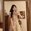 Summer French Women's Floral Dress Female Student Korean Version Waist Cover Middle Length Fairy Skirt