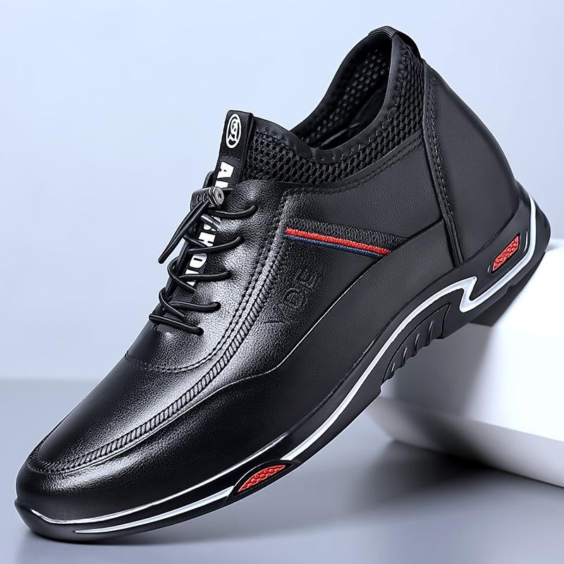 Boutique men's shoes spring summer 2025 new leather heightening casual leather shoes men's British small size soft sole trendy shoes men's