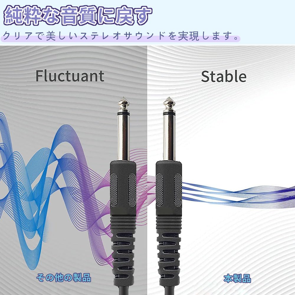 Guitar Cable with Plug, Shielded, Break-Resistant, for Bass, Keyboards, Amplifiers, and Drums (3M, S-S Type)