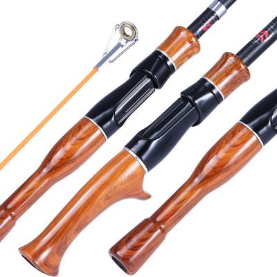 Hochempfindliche Kohlefaser-Teleskop-Angelrute mit Holzmaserung, 1,6 m, superhart, professionelles Casting, Meeresangelrute