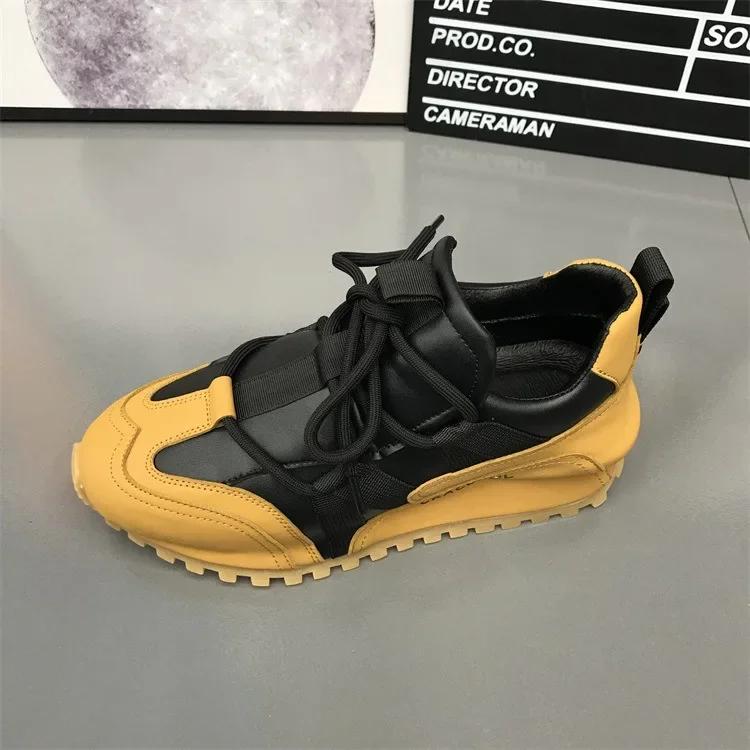 

Модные массивные кроссовки для мужчин, обувь с закрытым дном, модные повседневные туфли из микрофибры и кожи с дышащей подошвой и увеличенной внутренней частью на плоской платформе 43