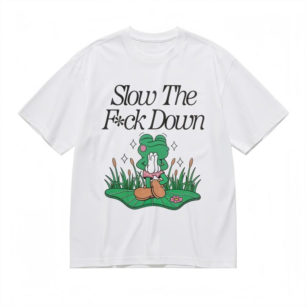 

Women s T-shirt With Chill Frog Art Graphic Unisex White 100% Cotton Tops Summer 3XL