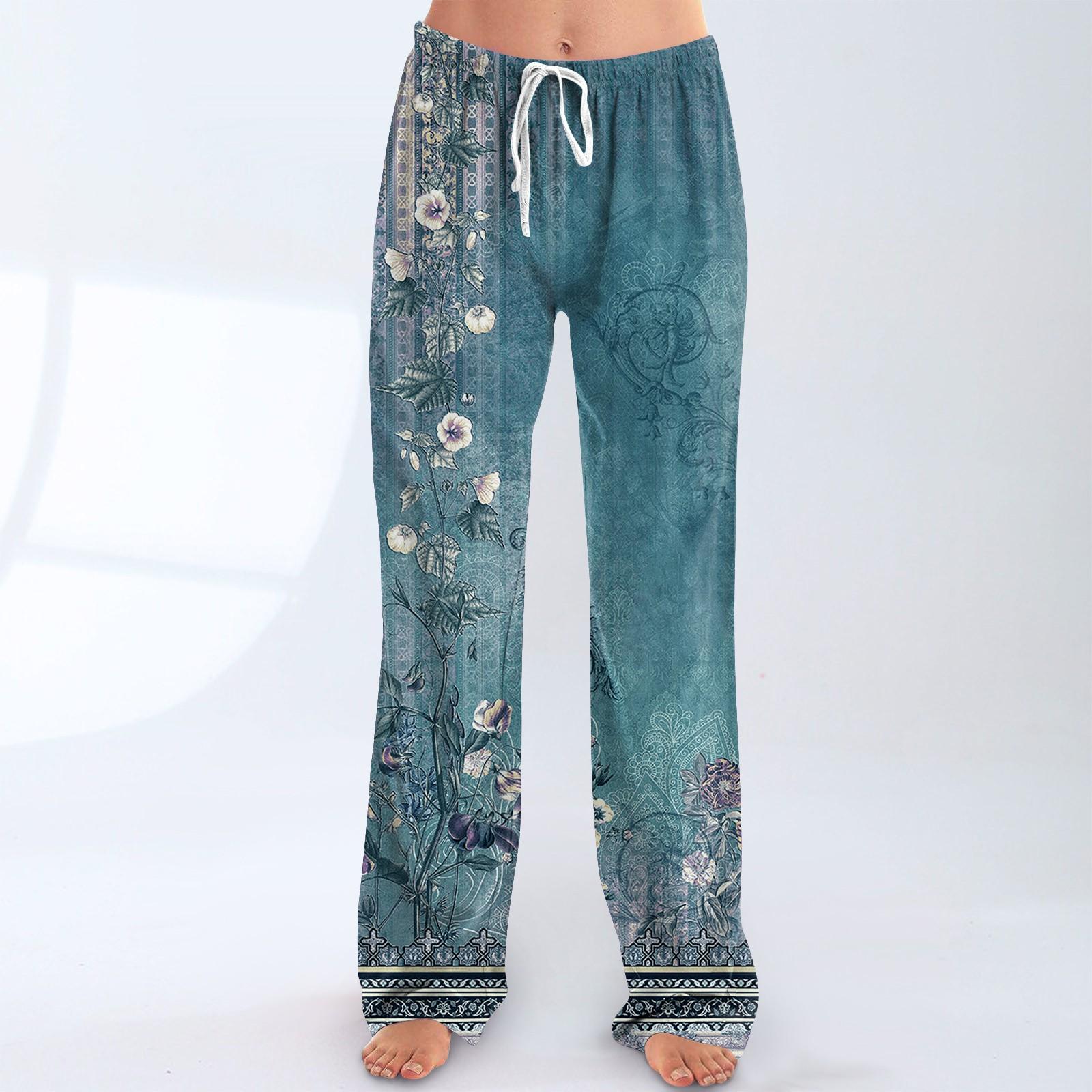 

Женские пижамные штаны, одежда для сна, повседневные брюки с эластичной резинкой на талии, удобные прямые свободные брюки для йоги XL