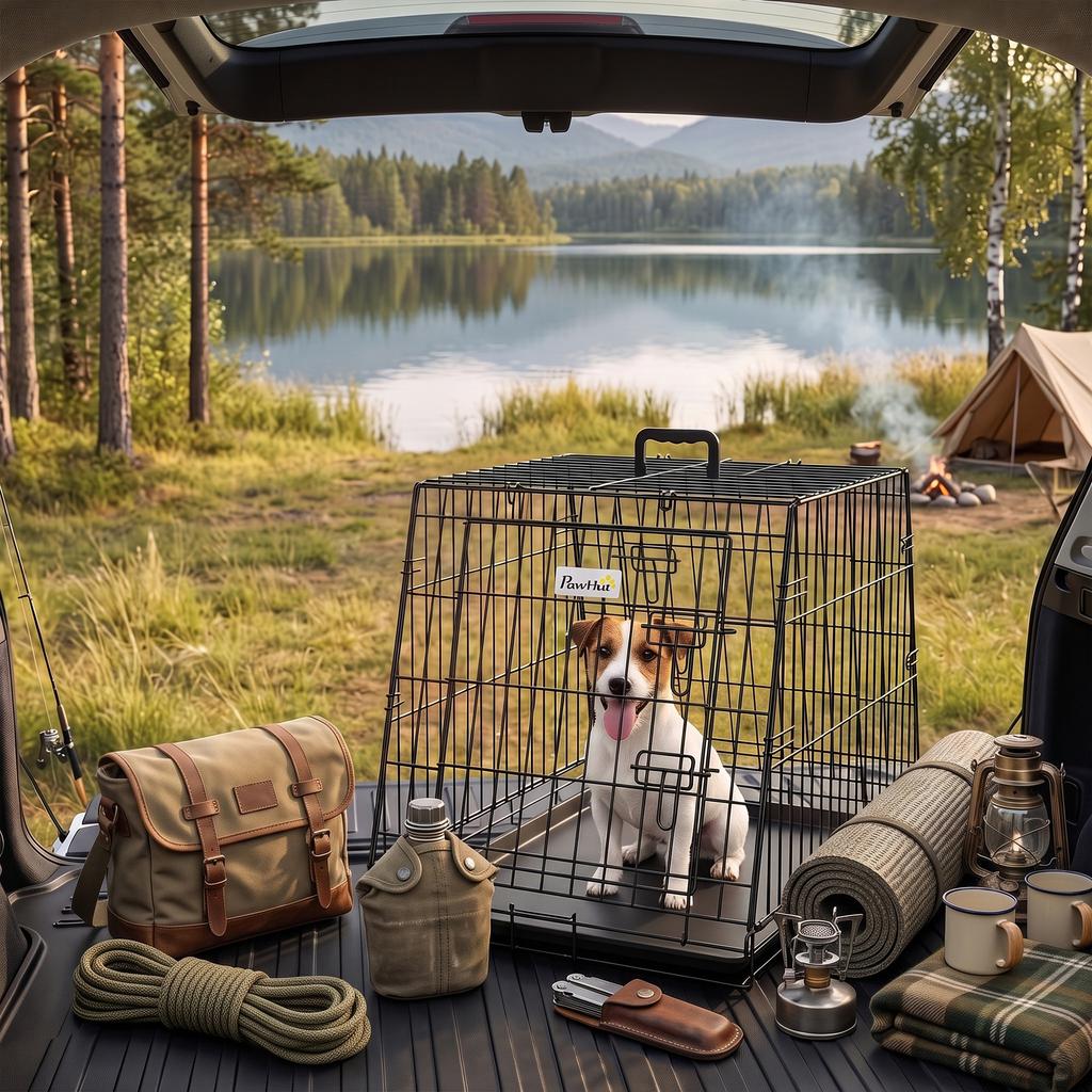 30"(76 cm) Car Dog Crate Collapsible Slanted with Tray & Handle