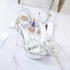 Fashion Super High Heel 18cm Shoes Silver Stiletto Cross Straps Women's Sandals Nightclub Sex 41 42 43 Women Shoes Pole Dance