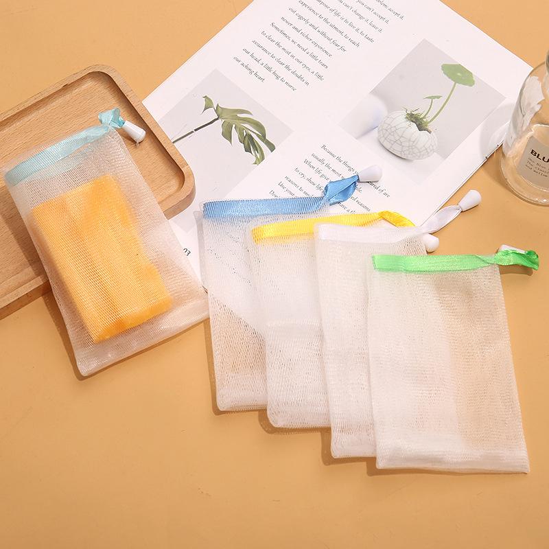 10Pcs Random 9X15Cm Hangable Soap Bags Bath Shower Gel Cleanser Mesh Bags Body Soap Cleanser Bubble Net Bags Cleaning Tools