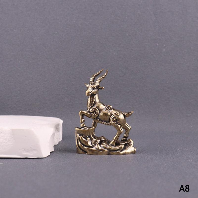 Scultura Capra dello Zodiaco Cinese Statuetta Pecora in Ottone Statua Portafortuna Ornamento da Scrivania Ricchezza Fengshui Per Decorazione Casa