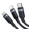 3in1 MultiUse Series USB Cable To Lightning USBC Micro USB 30cm Black
