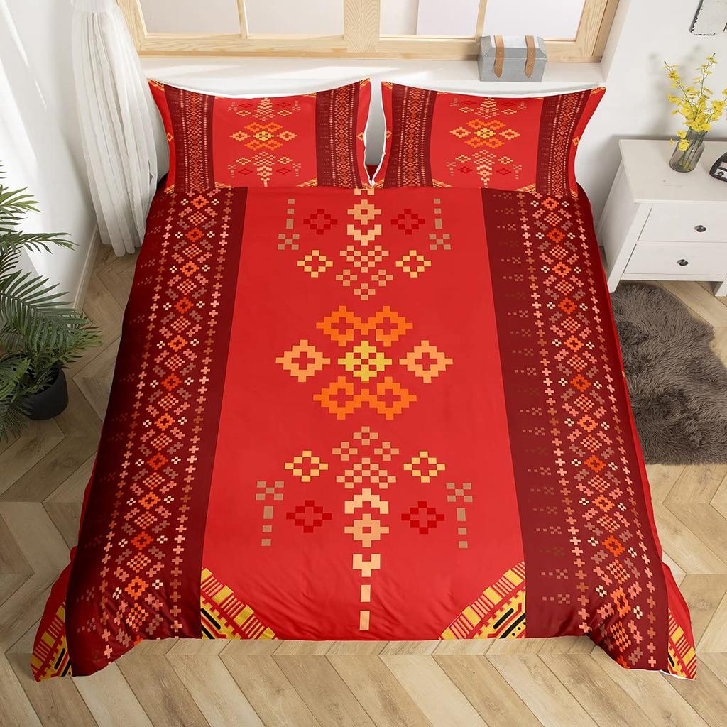 Christmas King Queen Duvet Cover Santa Claus Snowman Bedding Set Red Green Grid Checkered Quilt Cover Polyester Comforter Cover