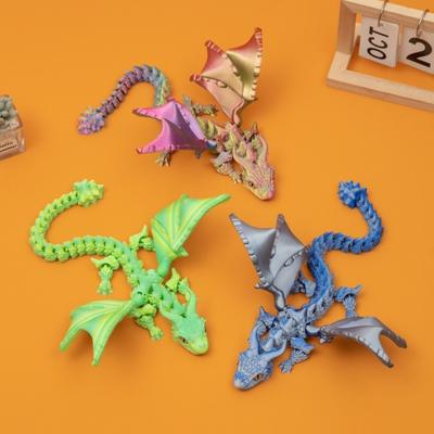 3D Printed 3D Printed Dragon Figurine Winged Design Multi-Jointed Movable Winged Carriage Dragon Dragon Toy Home Decoration