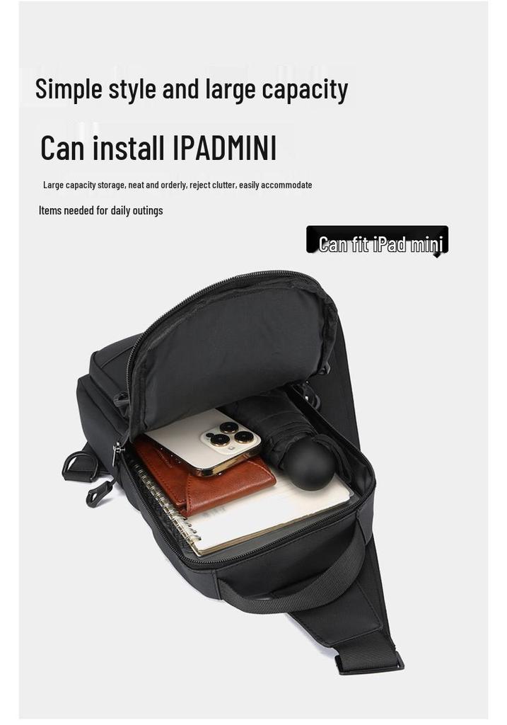 Men's Outdoor Crossbody Sports Phone and Chest Bag with Large Capacity for Casual Cycling and Commuting