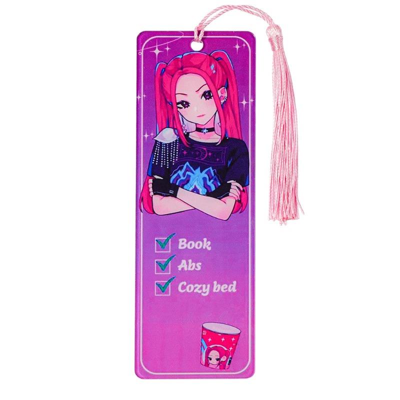 Kpop Demon Hunters Acrylic Bookmarks with Tassels - Colorful Idol & Cartoon Designs, Durable Page Markers for Kpop Fans