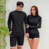 2 Pcs/Set Unisex Swimsuit Quick-drying Breathable Soft Leaf Print O Neck Long Sleeves Wetsuit Pockets Couple Surfing Clothes Diving Bathing