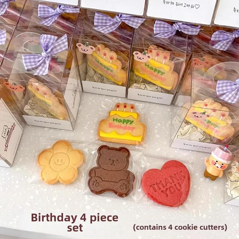 3D Cat Fish Dog Biscuit Cookie Mold Set Baking Tool Fondant Cake Stamp Mold Cute Graffiti Abstract Cartoon Bear Cookie Cutter