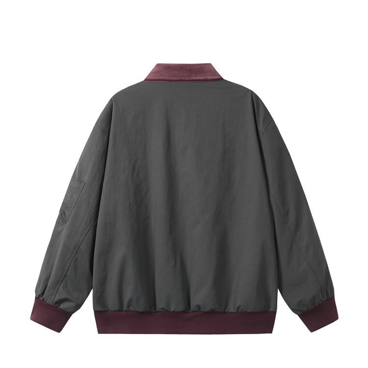 QIYOU 2025 Autumn Retro Color Block Flight Jacket with Large Pockets for Men and Women