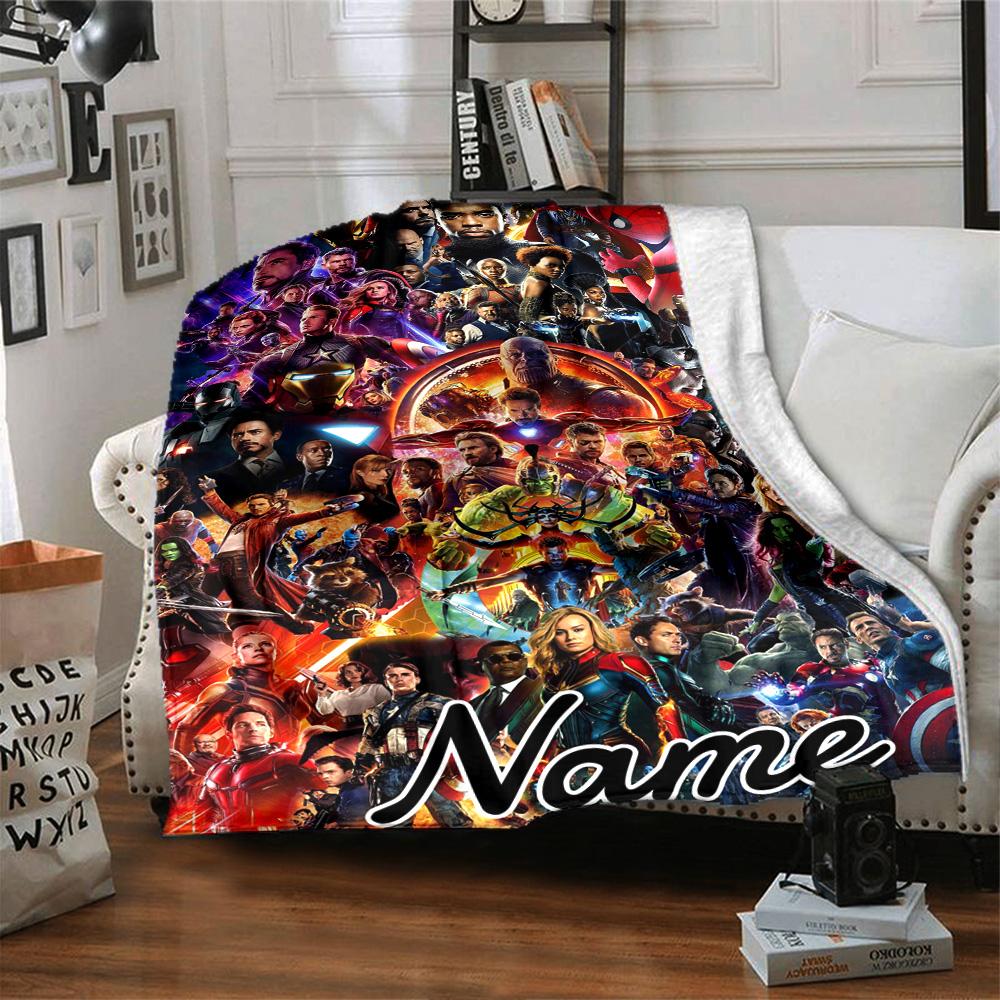Custom Name Avengers: Infinity War flannel Blanket for Super Soft Cute Comfort Blanket for Travel Bedding Couch Sofa Blanket