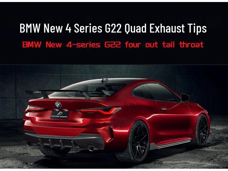 BMW 4 Series (G22) Quad Exhaust Pipe Mod: Stainless Steel & Black Carbon Fiber Tailpipes