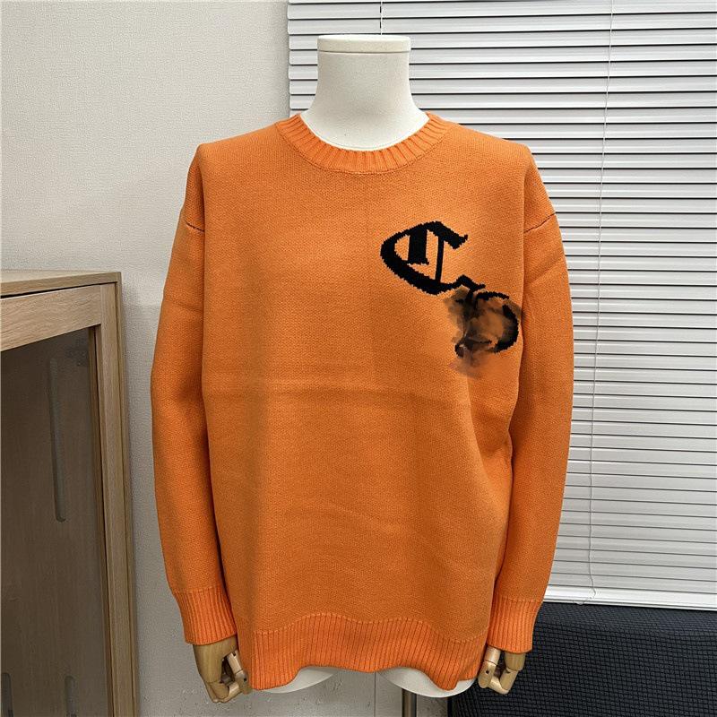 Unisex Trendig Rundhalsad Jacquardulltröja med Broderad Logga - Avslappnad & Mångsidig.