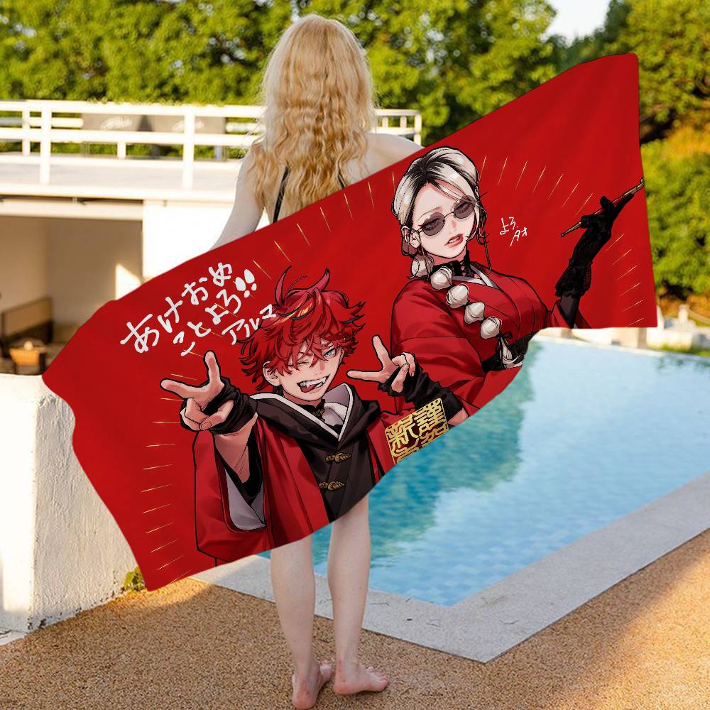 Anime G-GokurakugaiS Microfiber Blanket Quick Drying Beach Towels Oversized Printing Super Absorbent Pool Towel Blanket